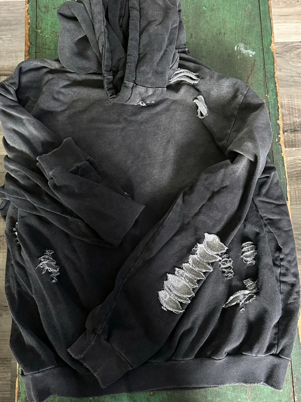 POL distressed charcoal hoodie- Size M - Picture 3 of 3